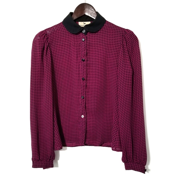 Vintage Houndstooth Peter Pan Collar Blouse - Picture 1 of 7